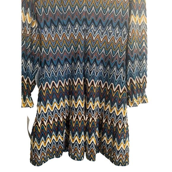 NWT Donna Morgan Nordstrom 6 Blue Rust Zig Zag Crochet Dress Poet Sleeve #5575 - Picture 11 of 16